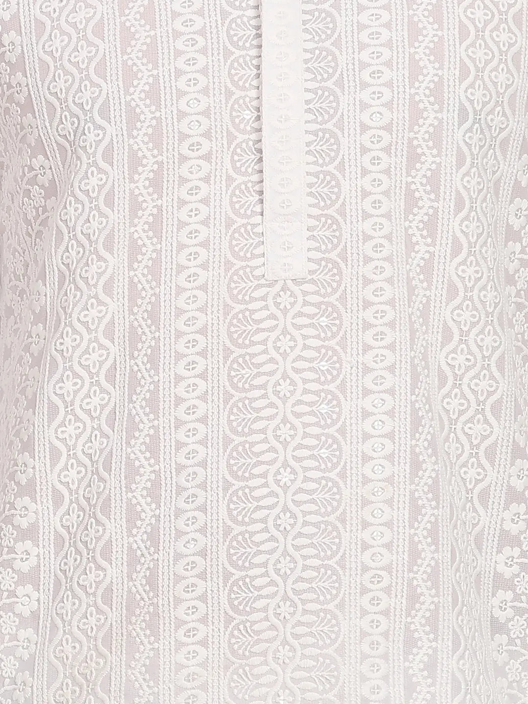 Men White Chikankari Embroidered Straight Kurta paired with Salwar