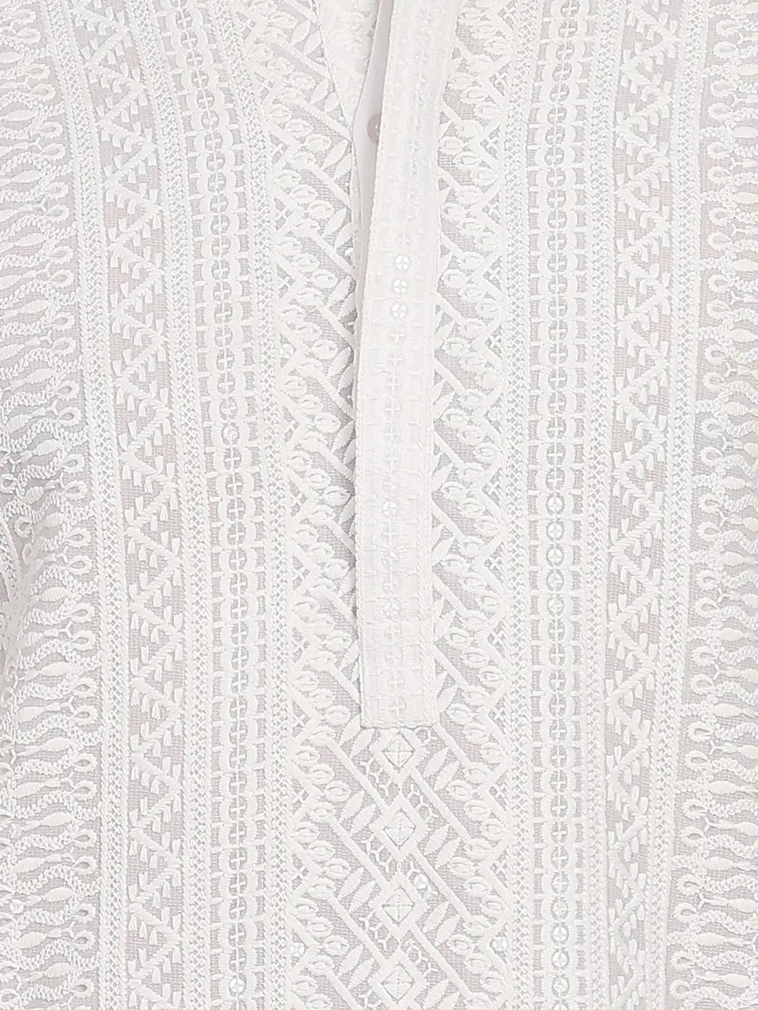 White Chikankari Embroidered Straight Kurta with Salwar